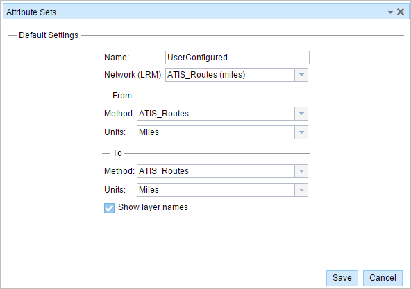 Default Settings dialog box Default Settings dialog box
